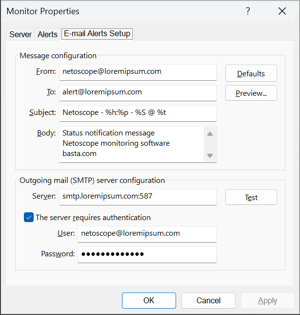 Netoscope emails you when a server fails