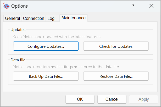 Netoscope can back up and restore settings